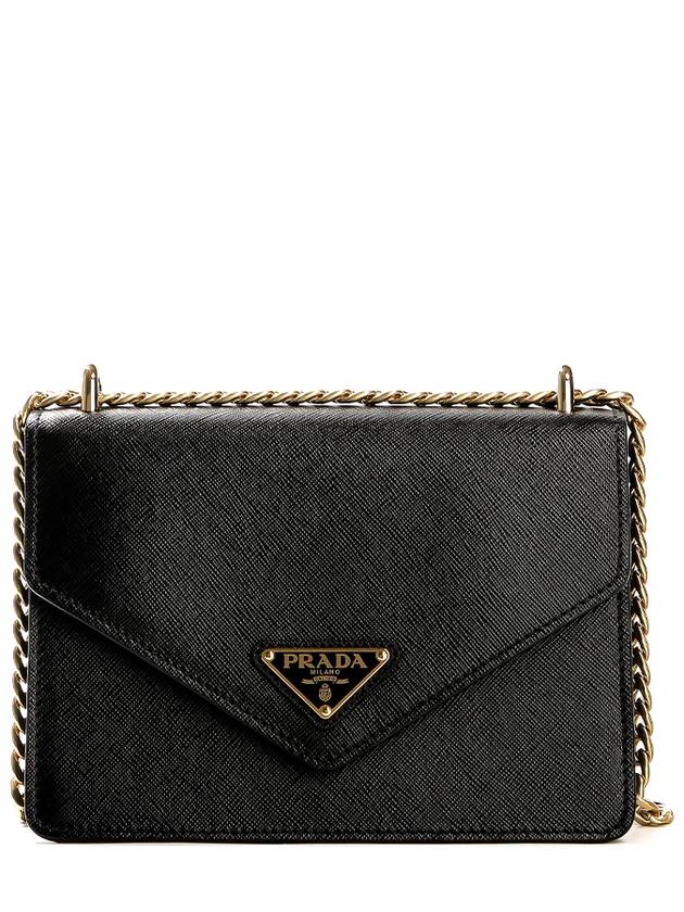 Saffiano Leather Envelope Chain Shoulder Bag Black - PRADA - BALAAN 2