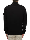 Wappen Patch Half Button Lambswool Knit Top Black - STONE ISLAND - BALAAN 4