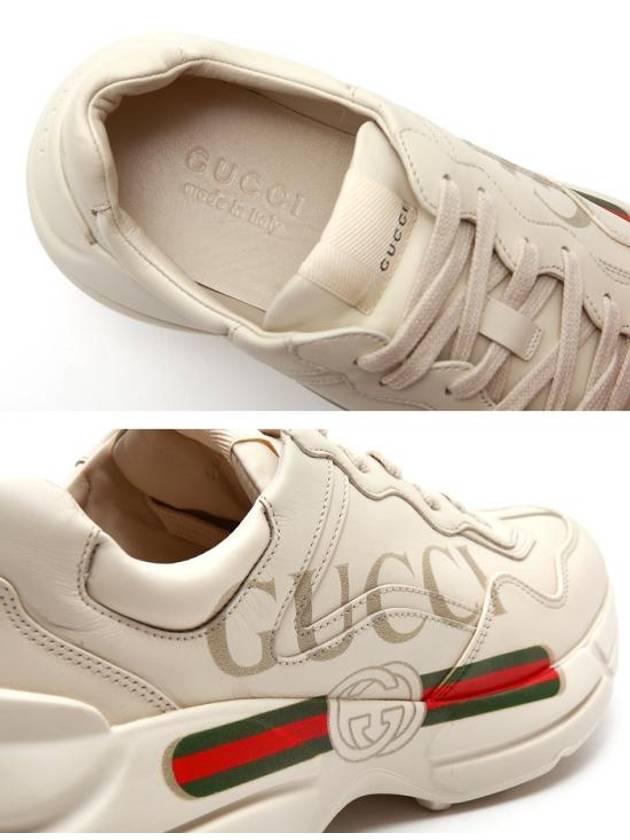 Rhyton Leather Sneakers Logo Ivory - GUCCI - BALAAN 5