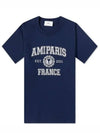 Varsity Logo Short Sleeve T-Shirt Navy - AMI - BALAAN 3