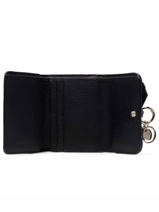 Alphabet Grain Leather Flap Small Half Wallet Black - CHLOE - BALAAN 4