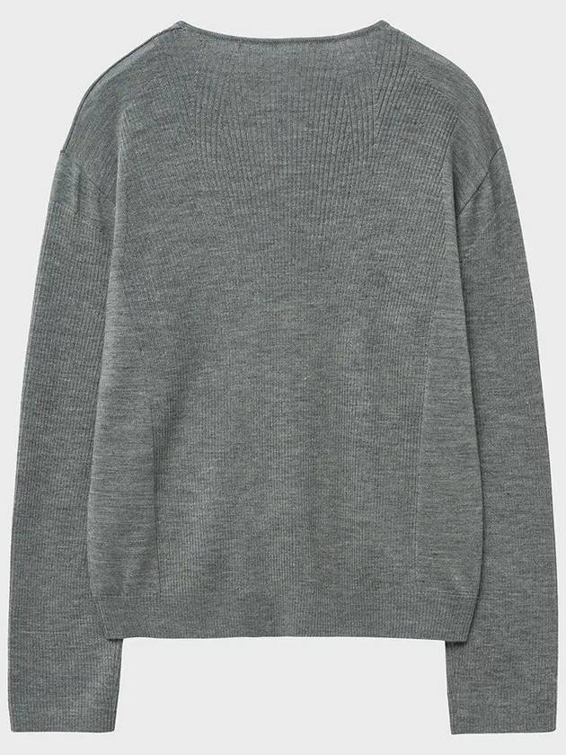 Micro ribbed square neck knit gray - NOIRER - BALAAN 10