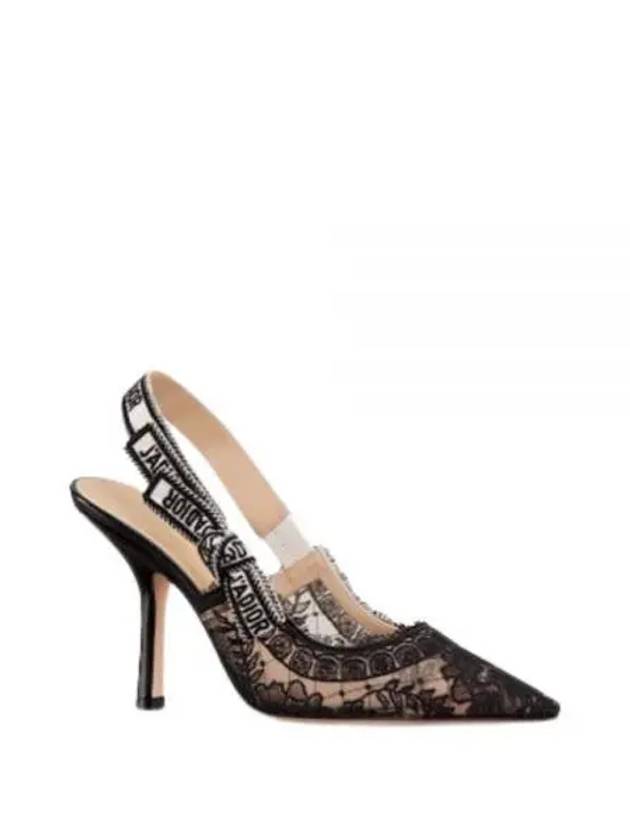 Transparent Mesh Embroidered Motif Slingback Heels Black - DIOR - BALAAN 2