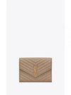 Cassandra Matelasse Flap Lambskin Clutch Bag Dusty Grey - SAINT LAURENT - BALAAN 2