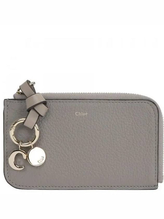 Alphabet Half Zipper Leather Card Wallet Grey - CHLOE - BALAAN 2