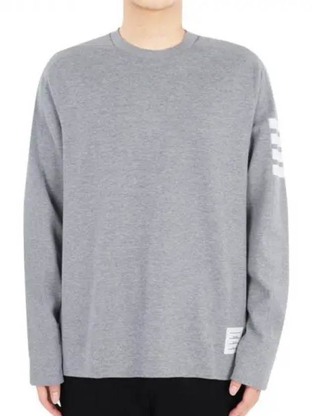 4-Bar Striped Cotton Long Sleeve T-Shirt Light Grey - THOM BROWNE - BALAAN 2