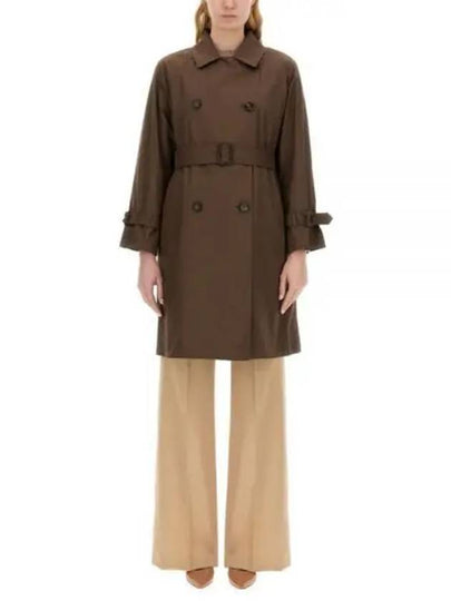 Titrench Water Repellent Double Breasted Button Trench Coat Brown - MAX MARA - BALAAN 2