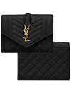 Matelasse Monogram Card Wallet Black - SAINT LAURENT - BALAAN 2