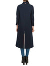 Women's Double Face Tech Round Collar Cotton Overcoat Navy - THOM BROWNE - BALAAN 5