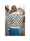 TACH LINARIA Check Jacquard Cardigan Knit Black White - ETC - BALAAN 2