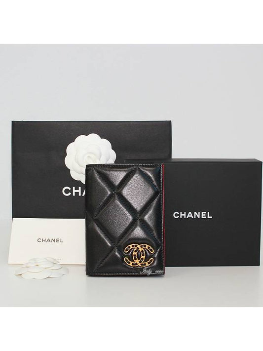 19 CC Logo Lambskin Card Wallet Black - CHANEL - BALAAN 2