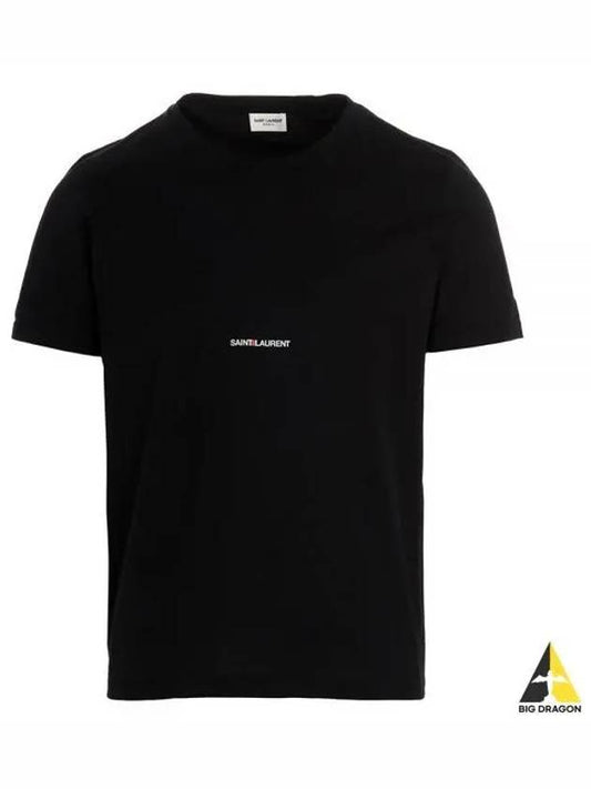 Men's Small Logo Short Sleeve T-Shirt Black - SAINT LAURENT - BALAAN 2