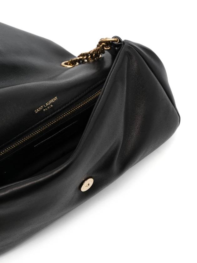 Calypso Small Plunged Lambskin Shoulder Bag Black - SAINT LAURENT - BALAAN 4