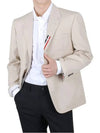 Typewriter Cloth Grosgrain Placket Sport Jacket Beige - THOM BROWNE - BALAAN 3