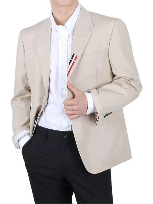 Typewriter Cloth Grosgrain Placket Sport Jacket Beige - THOM BROWNE - BALAAN 3