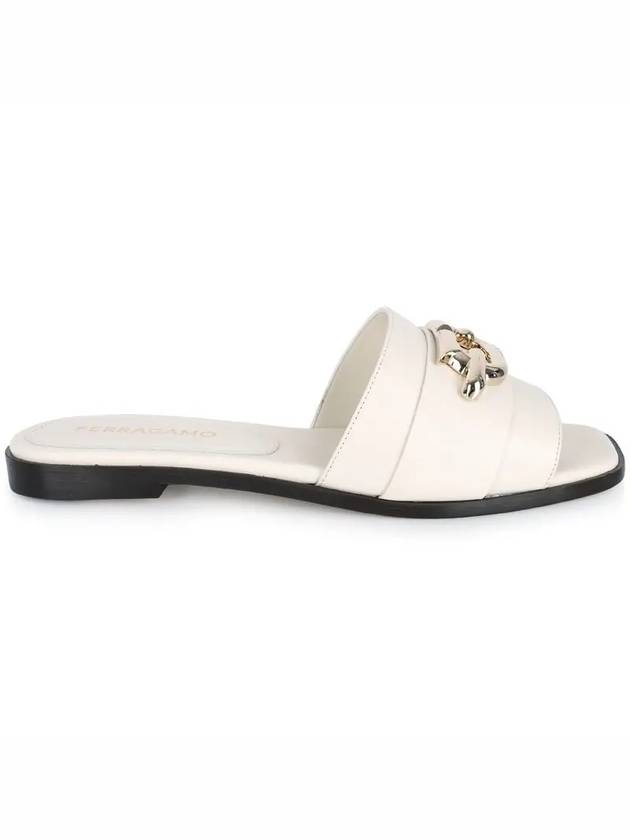 Women's Gancini Ornament Slide Sandals Mascarpone 0763943 - SALVATORE FERRAGAMO - BALAAN 2