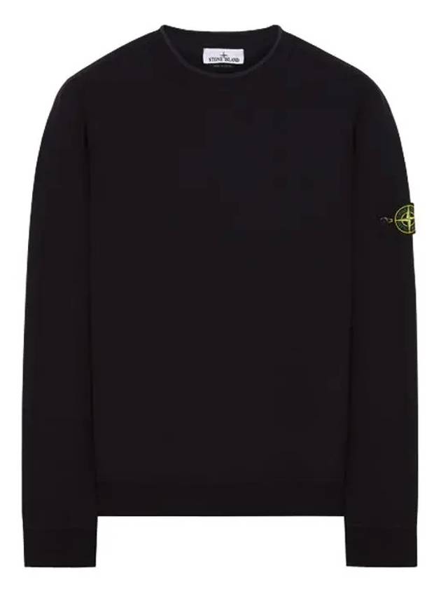 Logo Patch Crew Neck Cotton Sweatshirt Black - STONE ISLAND - BALAAN 2