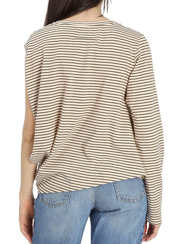 MM6 Ladies Asymmetric Stripe Stretch-cotton T-shirt, Size Medium - MAISON MARGIELA - BALAAN 3