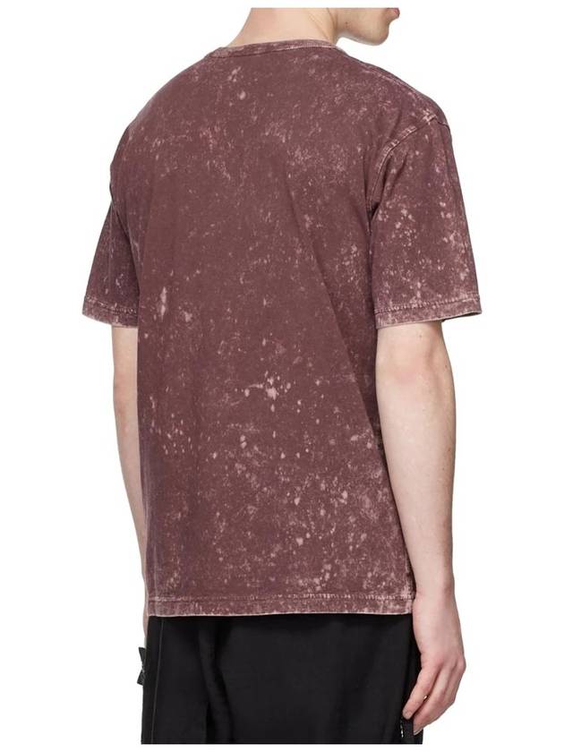 Men's Off Tie Dye Logo Short Sleeve T-Shirt Burgundy - STONE ISLAND - BALAAN 5