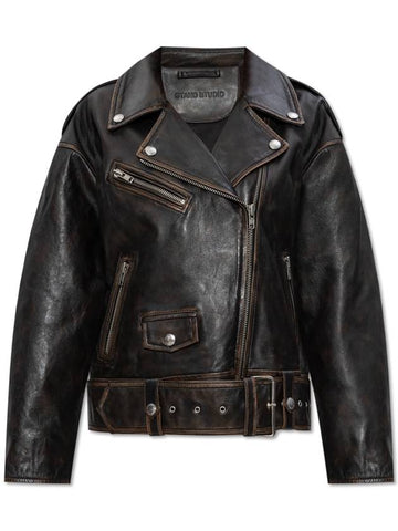 STAND STUDIO Leather Jacket Lsobelle, Women's, Brown - STAND STUDIO - BALAAN 1