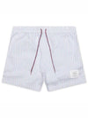 RWB Trimmed Striped Swim Shorts Light Blue - THOM BROWNE - BALAAN 2