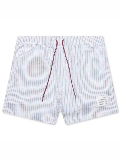 RWB Trimmed Striped Swim Shorts Light Blue - THOM BROWNE - BALAAN 2