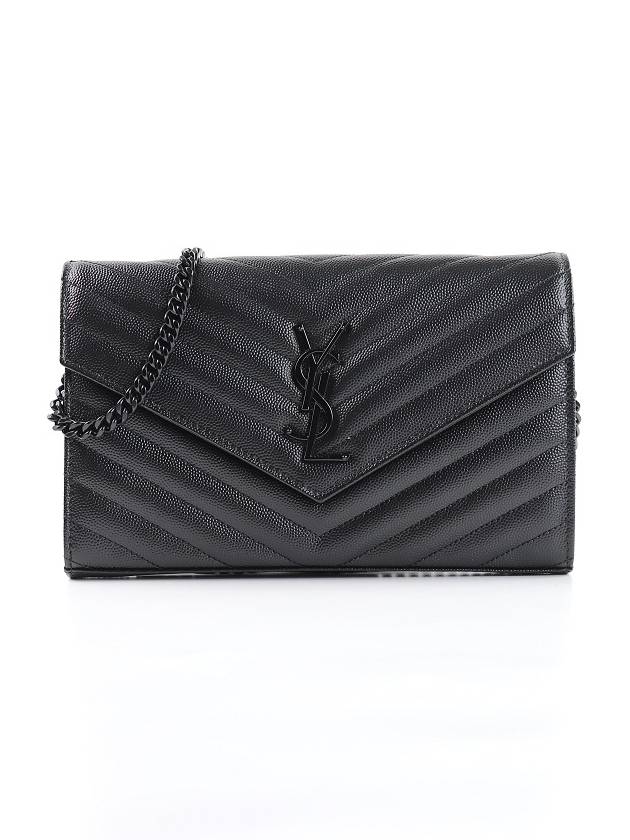 Monogram Envelope Chain Wallet Cross Bag Black - SAINT LAURENT - BALAAN 2