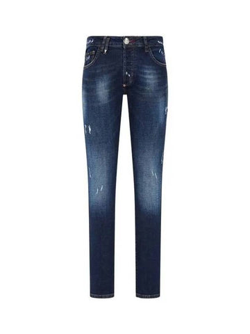 Men's Heart Hotfix Straight Denim Pants Blue 270053 - PHILIPP PLEIN - BALAAN 1