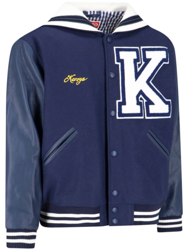 Men's Sailor Varsity Wool Jacket Navy - KENZO - BALAAN 4