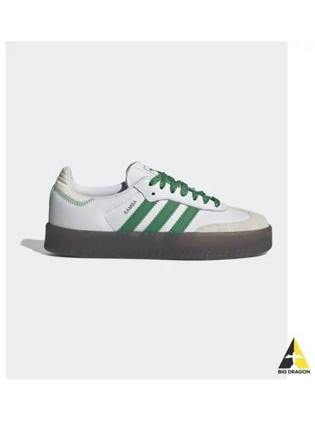 Sambae Leather Low Top Sneakers Green Cloud White - ADIDAS - BALAAN 2