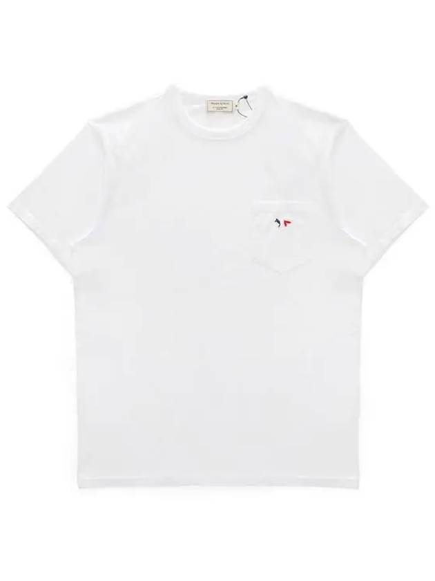 Tricolor Fox Patch Classic Pocket Short Sleeve T-Shirt White - MAISON KITSUNE - BALAAN 2