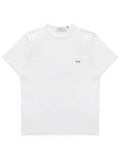 Tricolor Fox Patch Classic Pocket Short Sleeve T-Shirt White - MAISON KITSUNE - BALAAN 2