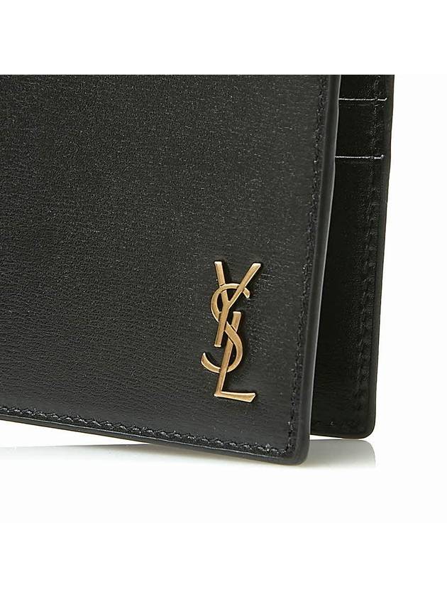 Tiny Cassandre Gold Monogram Logo Money Clip Card Wallet Black - SAINT LAURENT - BALAAN.