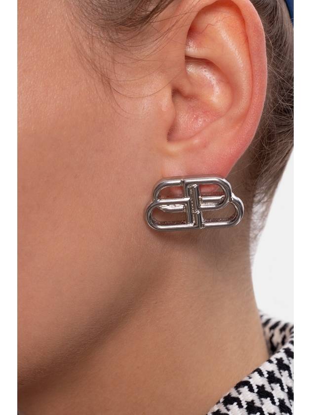 BB Logo Stud Earrings Silver - BALENCIAGA - BALAAN 2