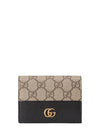 GG Marmont Supreme Canvas Bifold Card Wallet Beige Black - GUCCI - BALAAN 2