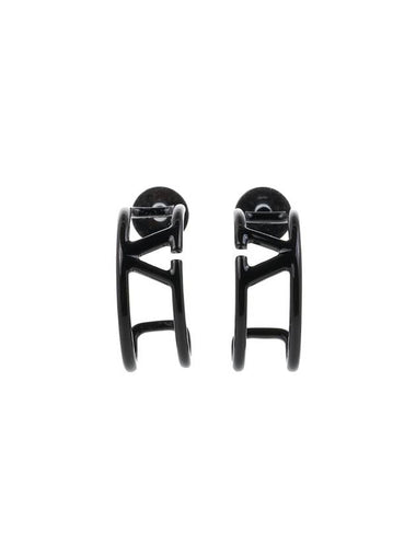 V Logo Drop Metal Earrings Black - VALENTINO - BALAAN 1