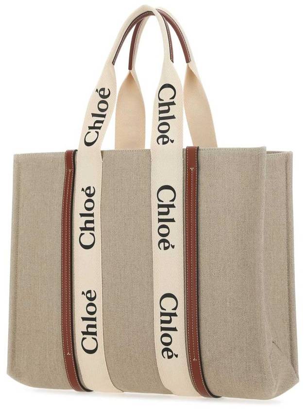 Woody Large Tote Bag White Brown Beige - CHLOE - BALAAN 3