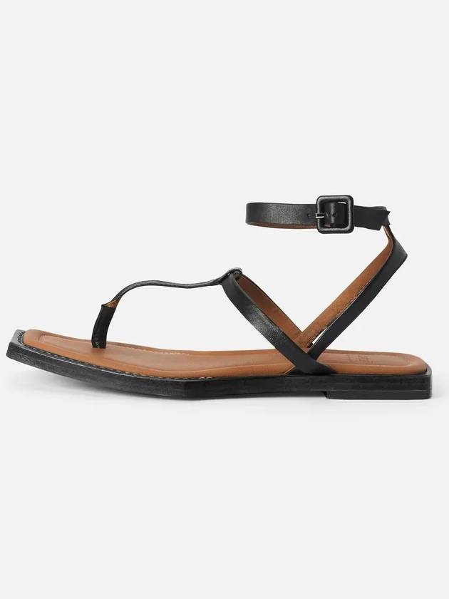 Square Toe Flat Sandals Black - AMI - BALAAN 3