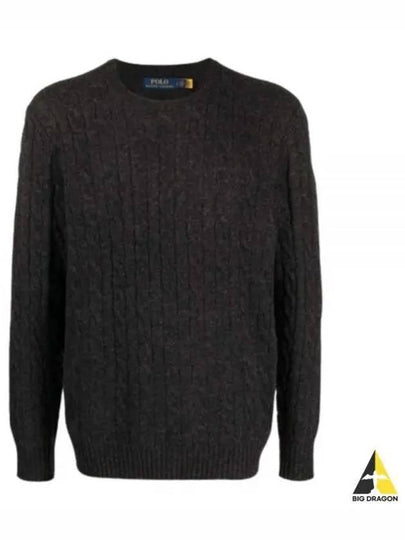 Embroid Logo Cable Knit Top Dark Grey - POLO RALPH LAUREN - BALAAN 2