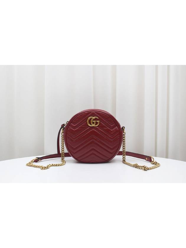 GG Marmont Mini Round Cross Bag Red 550154 - GUCCI - BALAAN 1