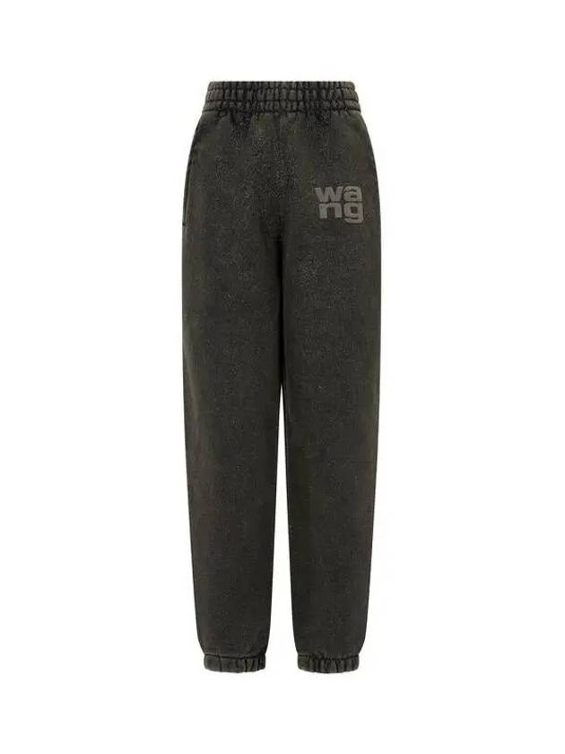 Puff Logo Glitter Jogger Pants Dark Khaki - ALEXANDER WANG - BALAAN 1