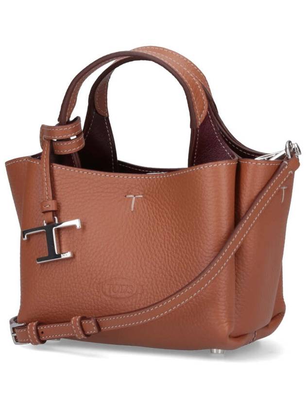 Micro Leather Tote Bag Brown - TOD'S - BALAAN 3