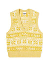 Logo Wool Mix Knit Vest Yellow - GANNI - BALAAN 1