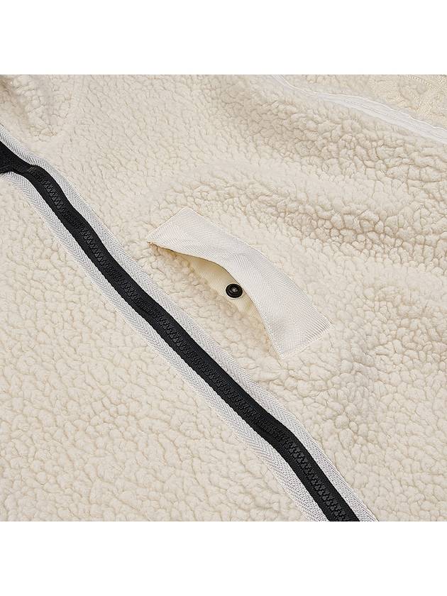 Embroidered Logo Furry Wool Zip-up Jacket Ivory - STONE ISLAND - BALAAN 10