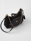 Re-Nylon Brushed Leather Mini Bag Black - PRADA - BALAAN 3