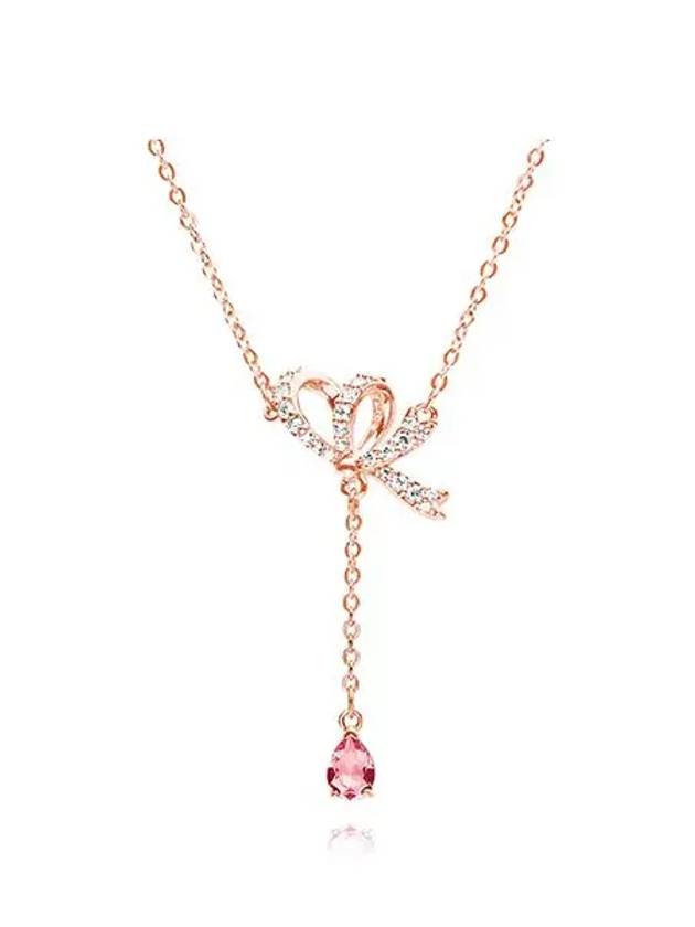 Volta Y Ribbon Pendant Necklace Rose Gold - SWAROVSKI - BALAAN 3