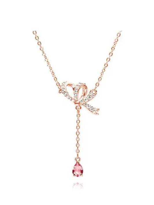 Volta Y Ribbon Pendant Necklace Rose Gold - SWAROVSKI - BALAAN 2