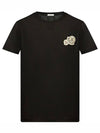 Double Logo Patch Round Short Sleeve T-Shirt Black - MONCLER - BALAAN 2