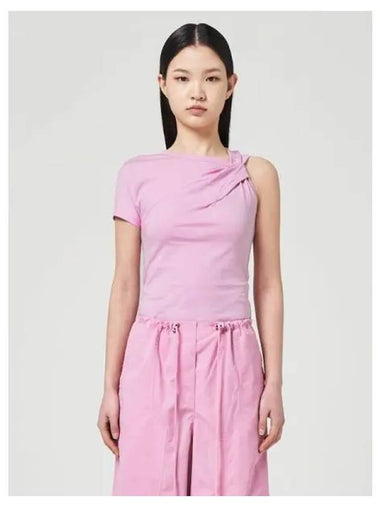 Tie detail unbalanced half sleeve pink domestic product GM0023112440349 - JUUN.J - BALAAN 1