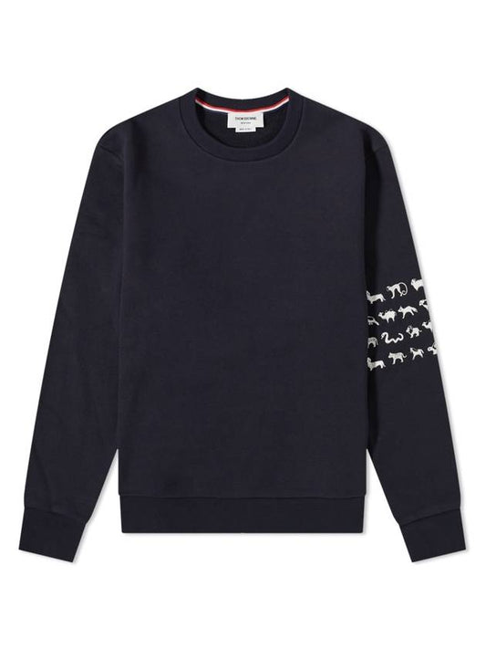 Men's Animal Icon 4 Bar Crew Neck Sweatshirt Navy - THOM BROWNE - BALAAN 1